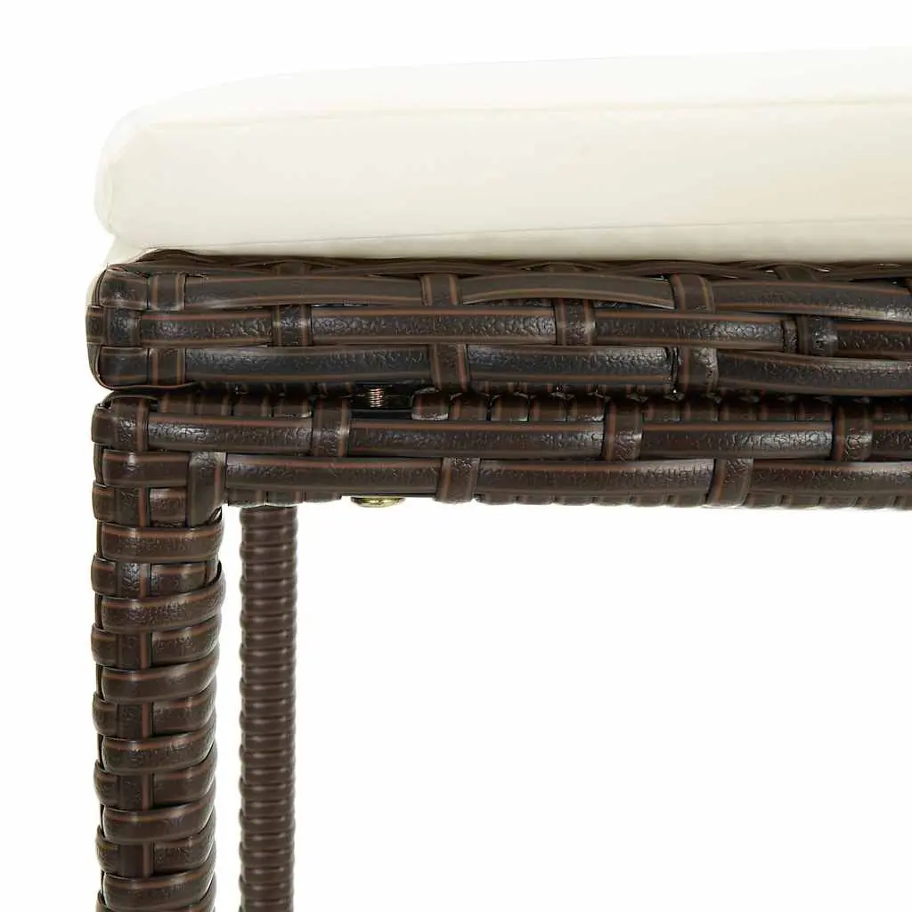 Bar Stools Steel Frame PE Rattan Cushioned Counter Height 3 pcs Brown