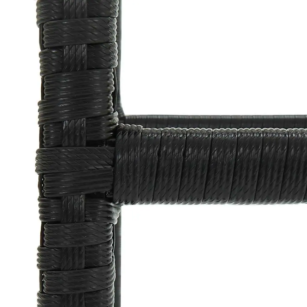 Bar Stools PE Rattan Steel Frame Cushioned Set of 6 Black