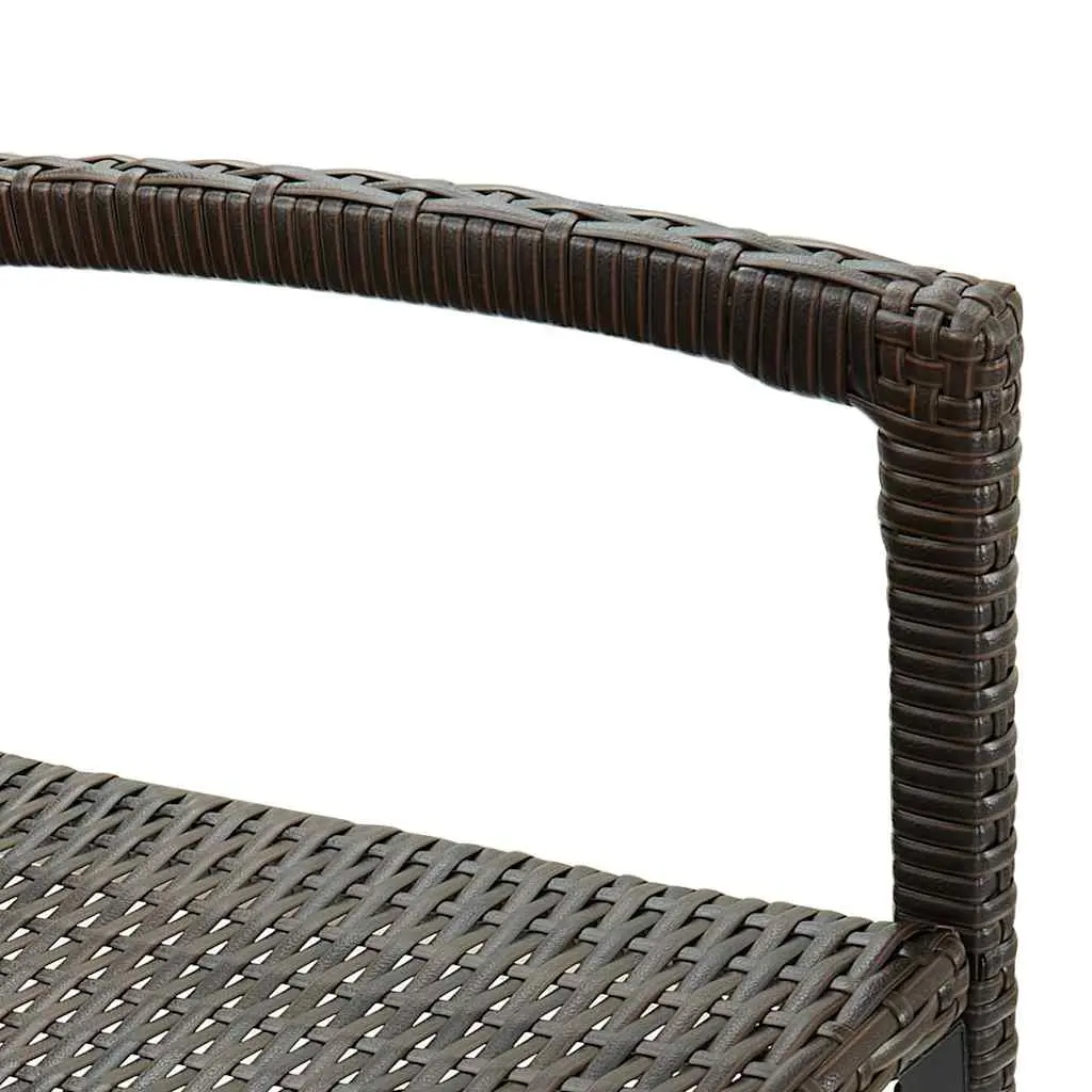 Bar Stools Rattan 4 Pieces Brown Outdoor Indoor Steel Frame with Footrest
