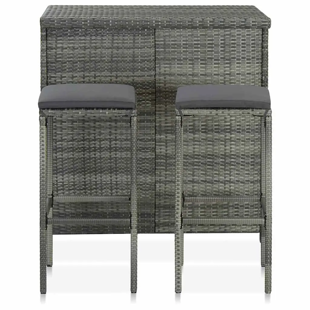 Grey Rattan Bar Set for Indoor and Outdoor Use