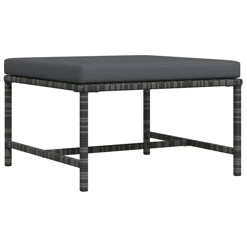 Outdoor Ottoman Grey Rattan with Removable Cushion
