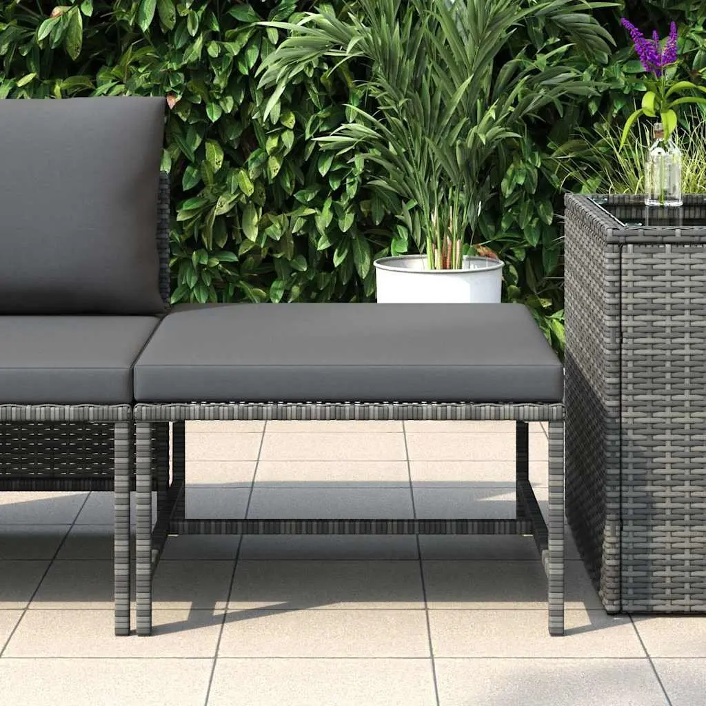 Outdoor Ottoman Grey Rattan with Removable Cushion