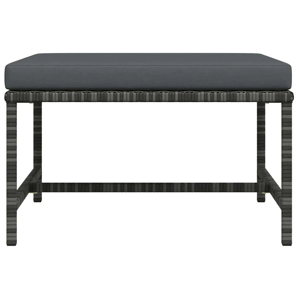 Outdoor Ottoman Grey Rattan with Removable Cushion