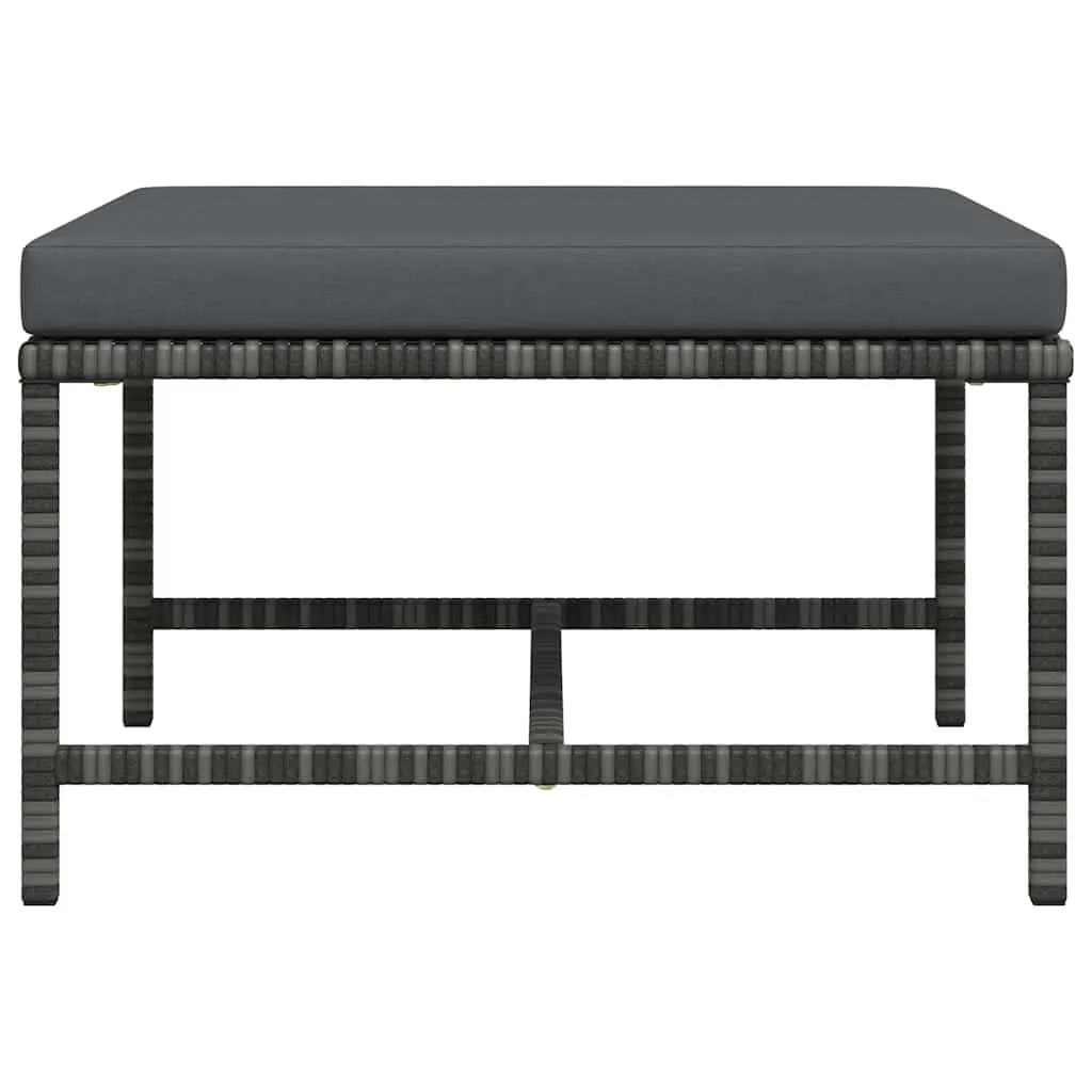 Outdoor Ottoman Grey Rattan with Removable Cushion