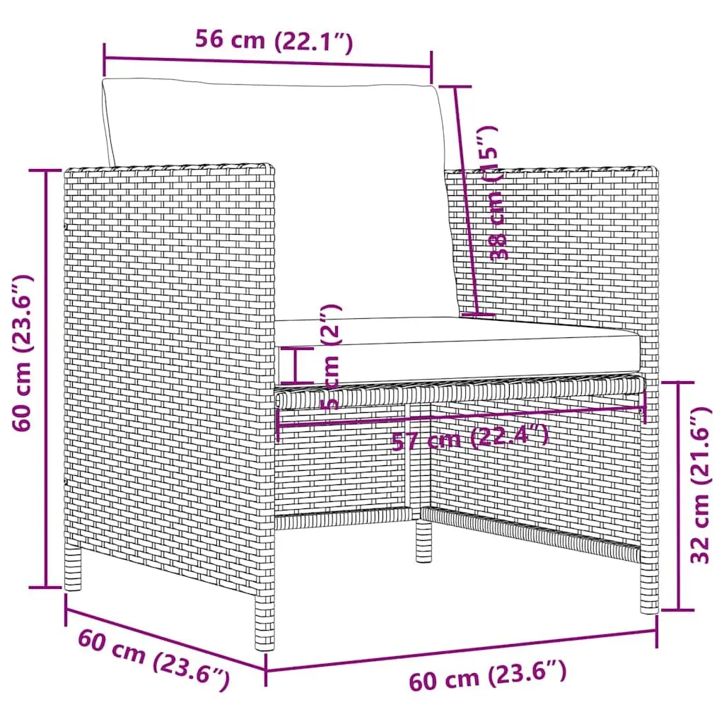 Outdoor Sectional Sofa Unit Grey Poly Rattan Garden Lounge Modular Seating