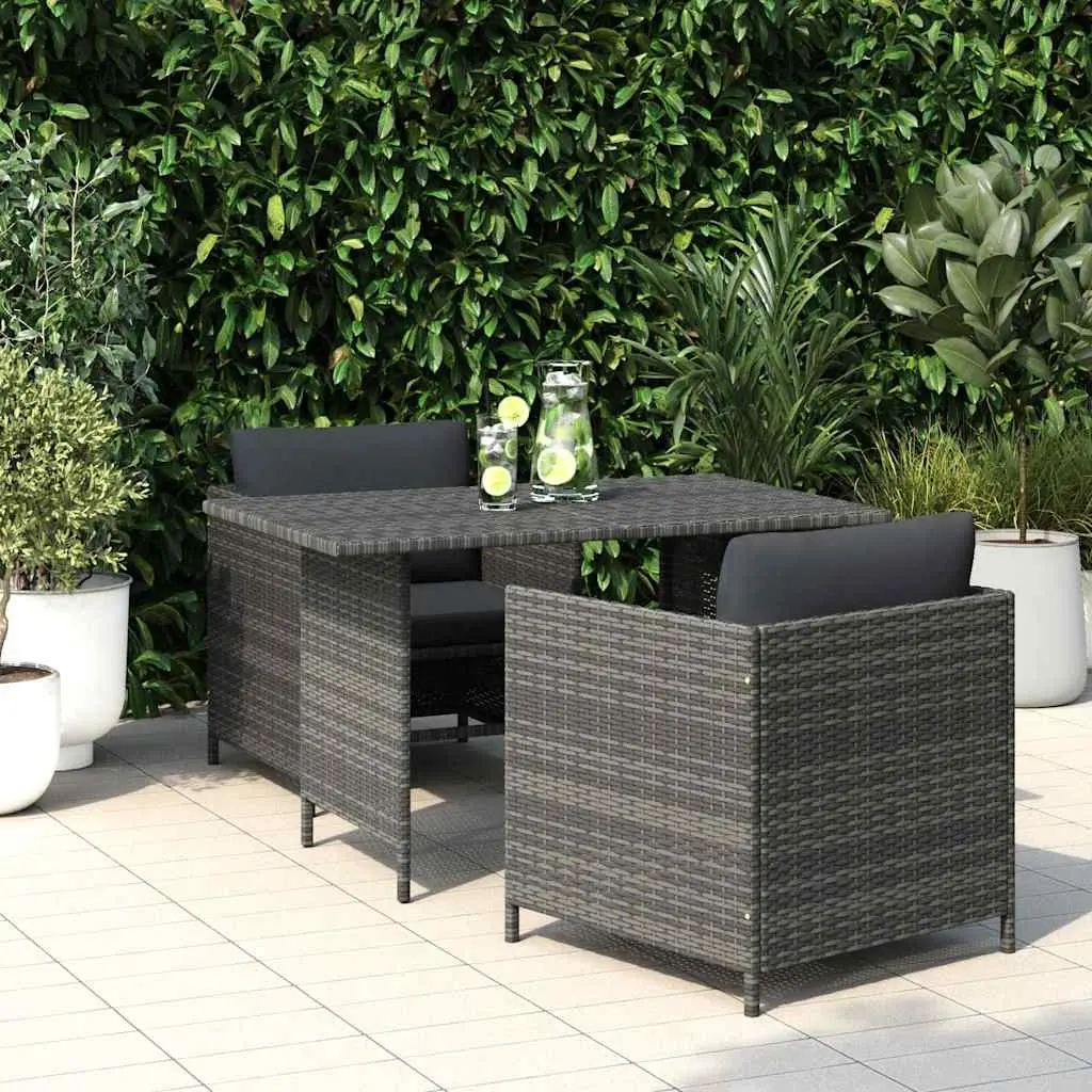 Garden Dining Table Grey PE Rattan 110x70x65cm Lightweight Steel Frame Outdoor Furniture