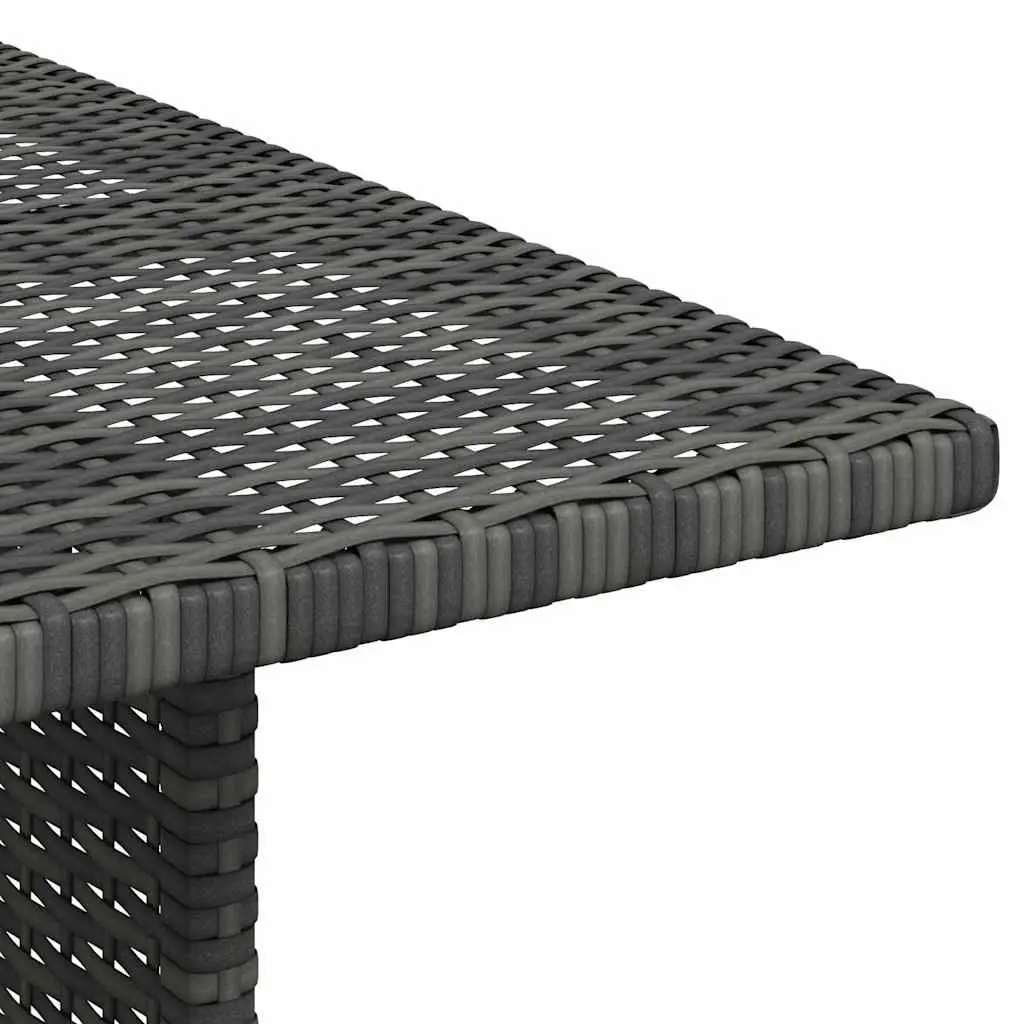 Garden Dining Table Grey PE Rattan 110x70x65cm Lightweight Steel Frame Outdoor Furniture