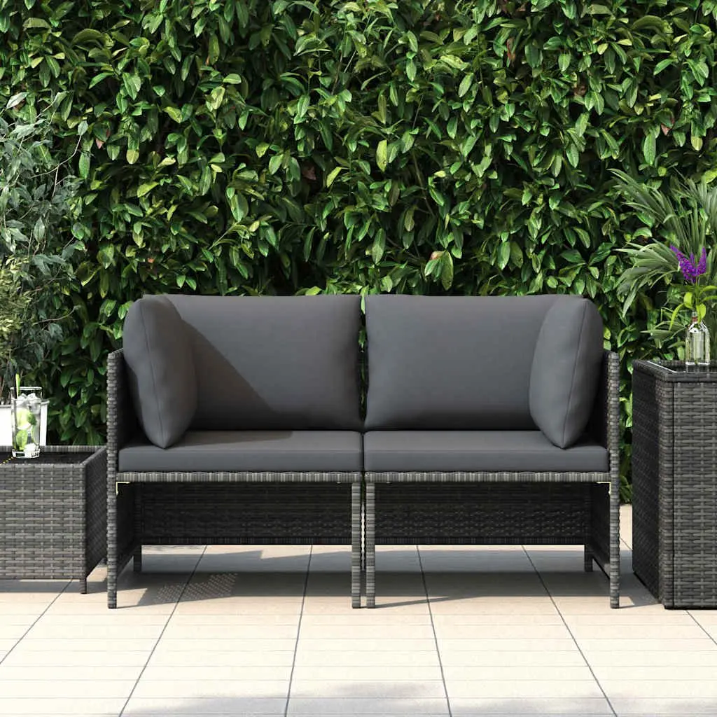 2-Seater Garden Sofa Outdoor Patio Sectional Lounge Seat with Cushions Grey