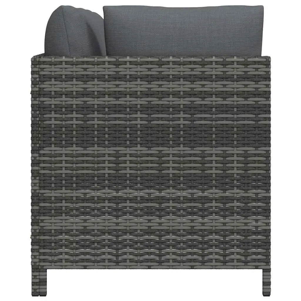 3-Seater Garden Sofa PE Rattan Outdoor Sectional Lounge Grey