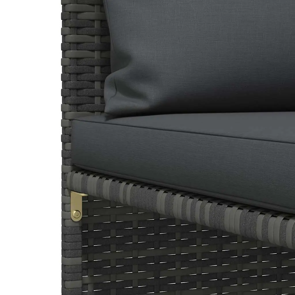 3 Piece Grey PE Rattan Outdoor Garden Sofa Set with Powder-coated Steel Frame and Cushions