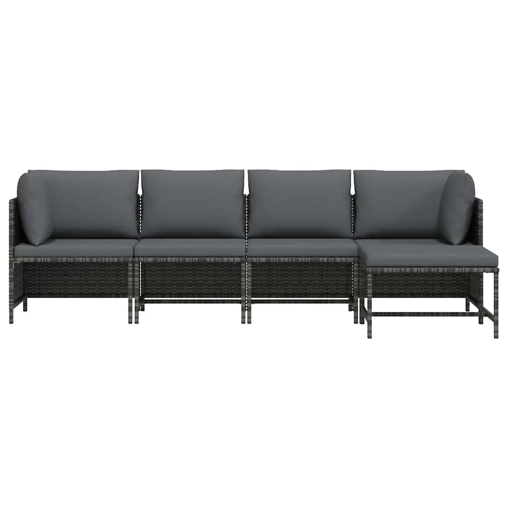 Garden Lounge Set 4 Piece with Cushions Poly Rattan Outdoor Patio Sofa Set Grey