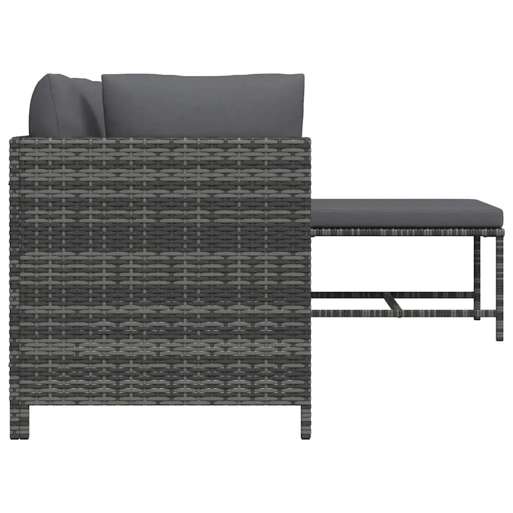 Garden Lounge Set 4 Piece with Cushions Poly Rattan Outdoor Patio Sofa Set Grey