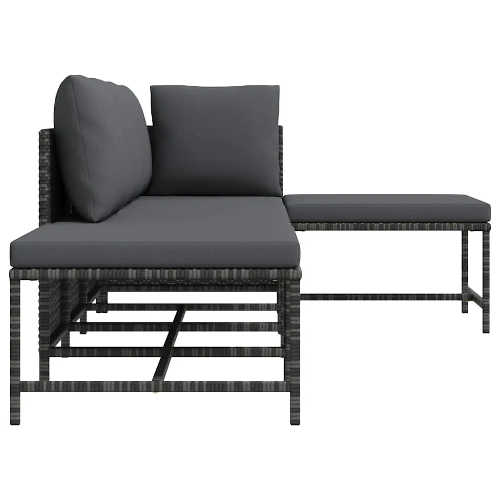 5 Piece Outdoor Garden Sofa Set Grey PE Rattan with Removable Cushions and Powder Coated Steel Frame