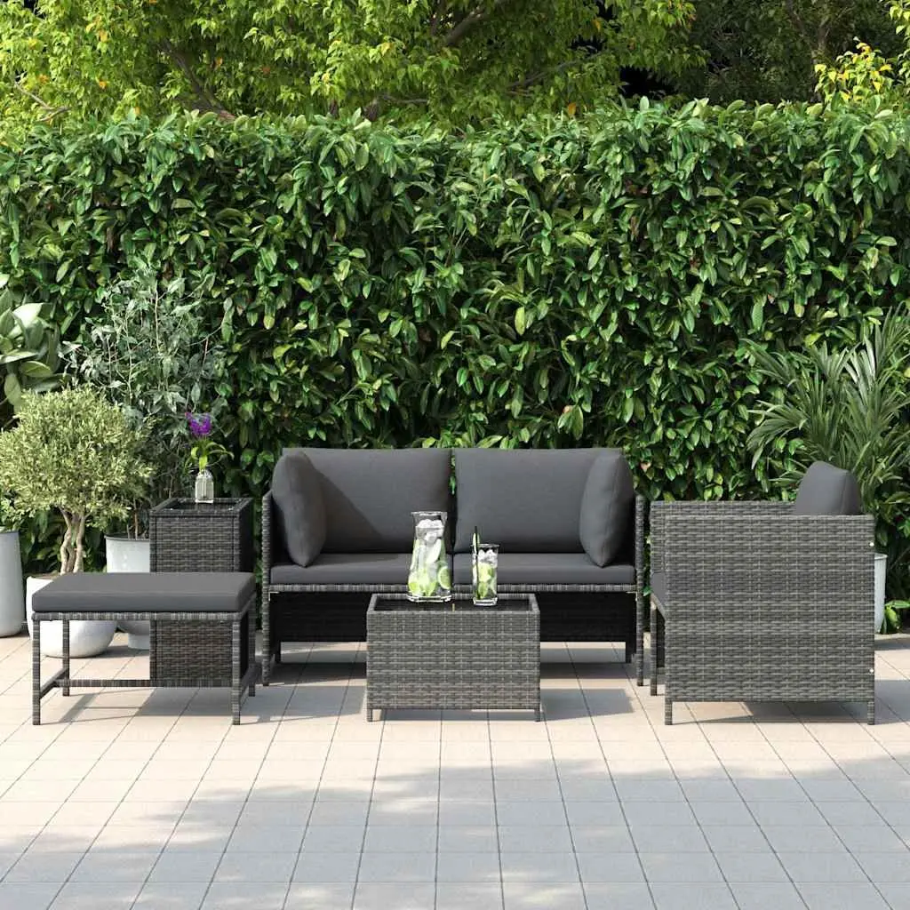 Outdoor Sectional Sofa Set 4 Piece Garden Lounge Grey with Cushions Rattan