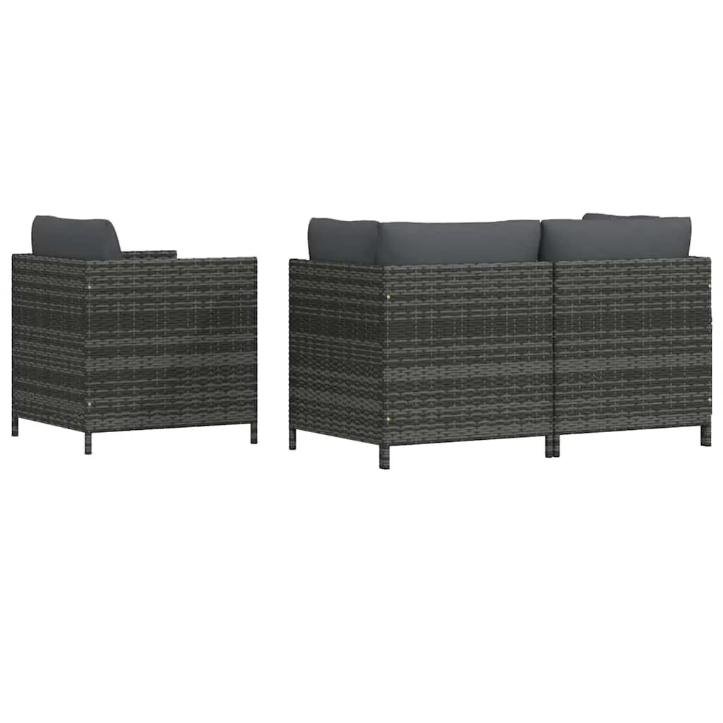 Outdoor Sectional Sofa Set 4 Piece Garden Lounge Grey with Cushions Rattan