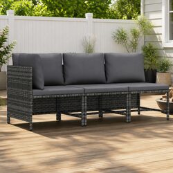 3 Piece Garden Lounge Set with Cushions Poly Rattan Outdoor Sofa Patio