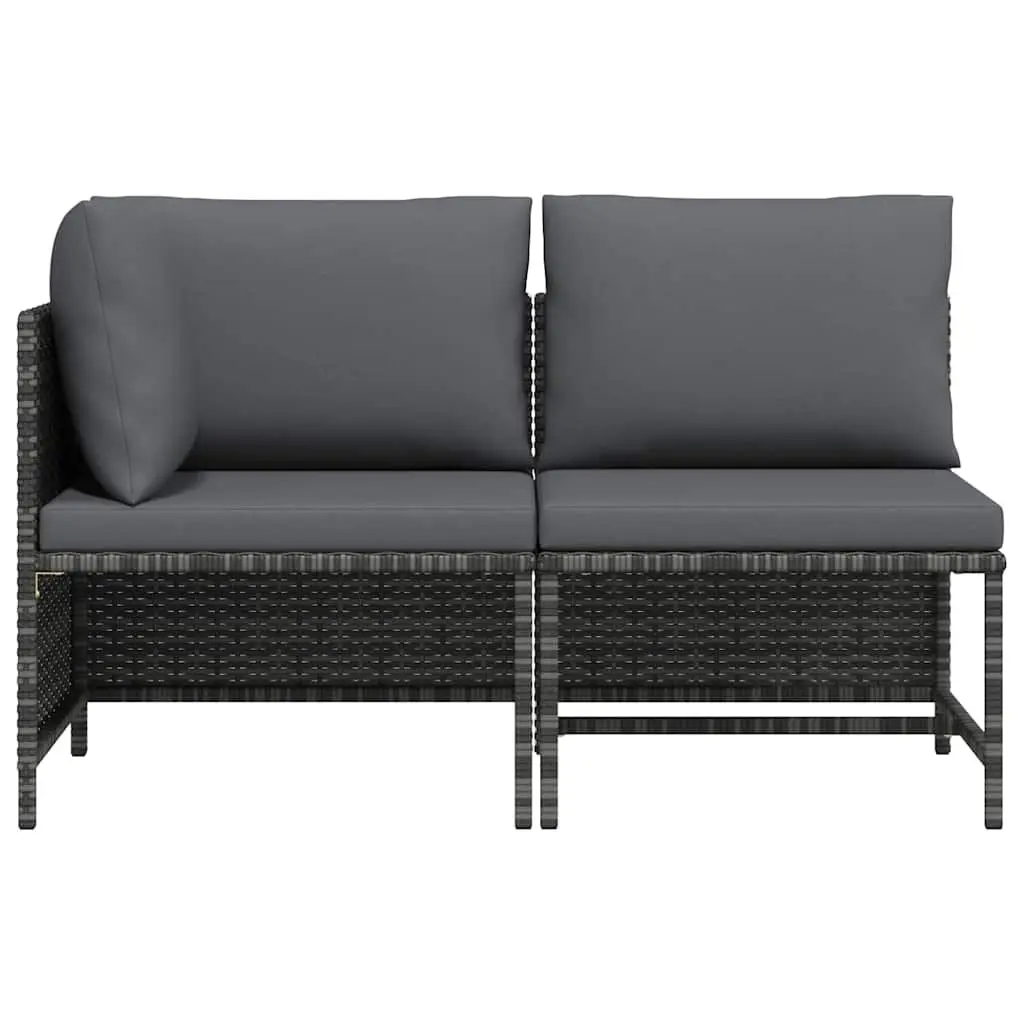 Garden Sofa Set 2 Piece Outdoor Sectional Lounge Rattan Grey Cushions