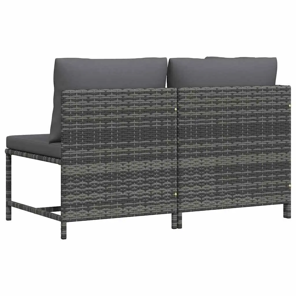 Garden Sofa Set 2 Piece Outdoor Sectional Lounge Rattan Grey Cushions