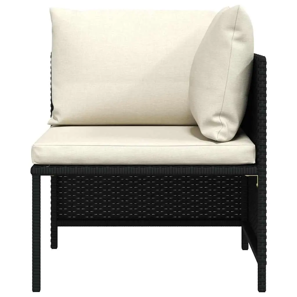 Outdoor Sectional Corner Sofa with Cushions Black PE Rattan Garden Lounge Seat