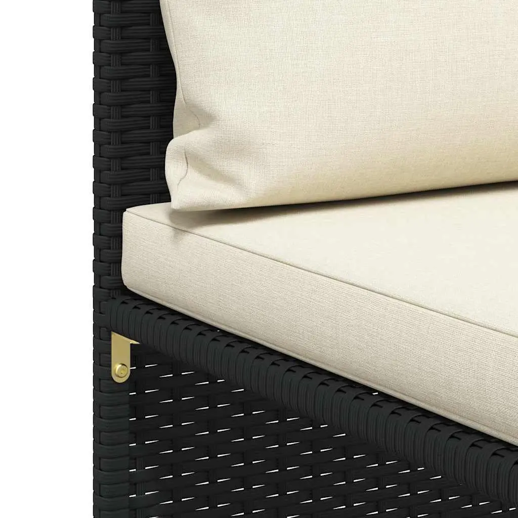 Outdoor Sectional Corner Sofa with Cushions Black PE Rattan Garden Lounge Seat