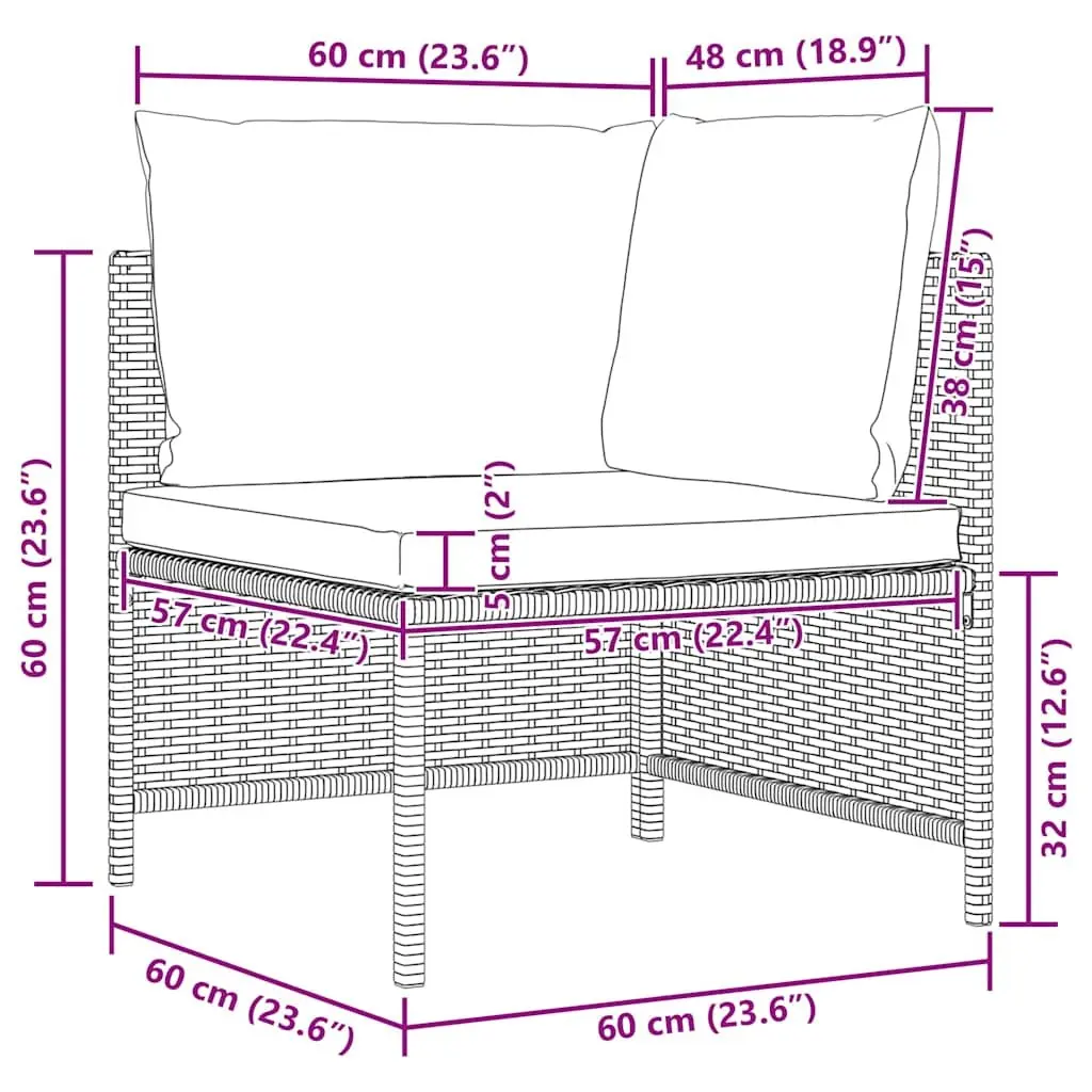Outdoor Sectional Corner Sofa with Cushions Black PE Rattan Garden Lounge Seat