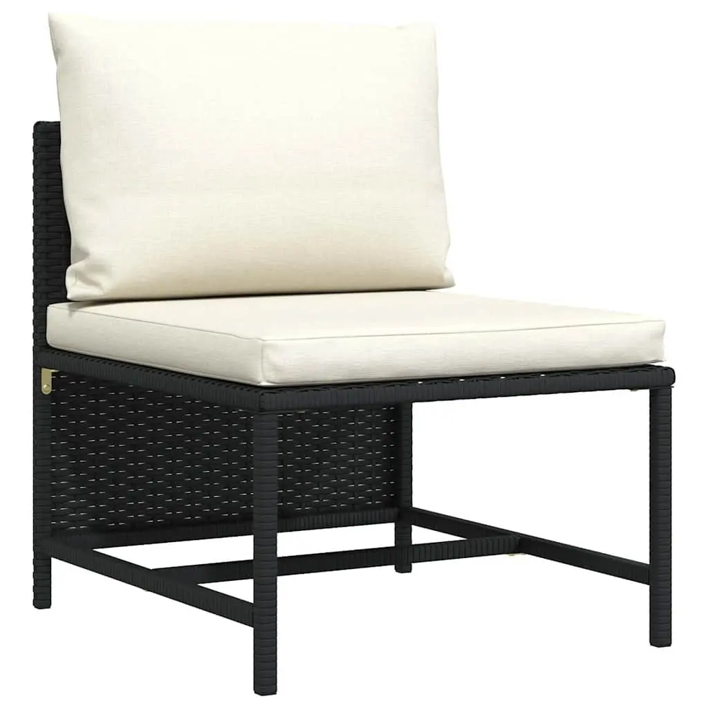 Outdoor Sectional Middle Sofa Black PE Rattan Modular Garden Lounge Seat