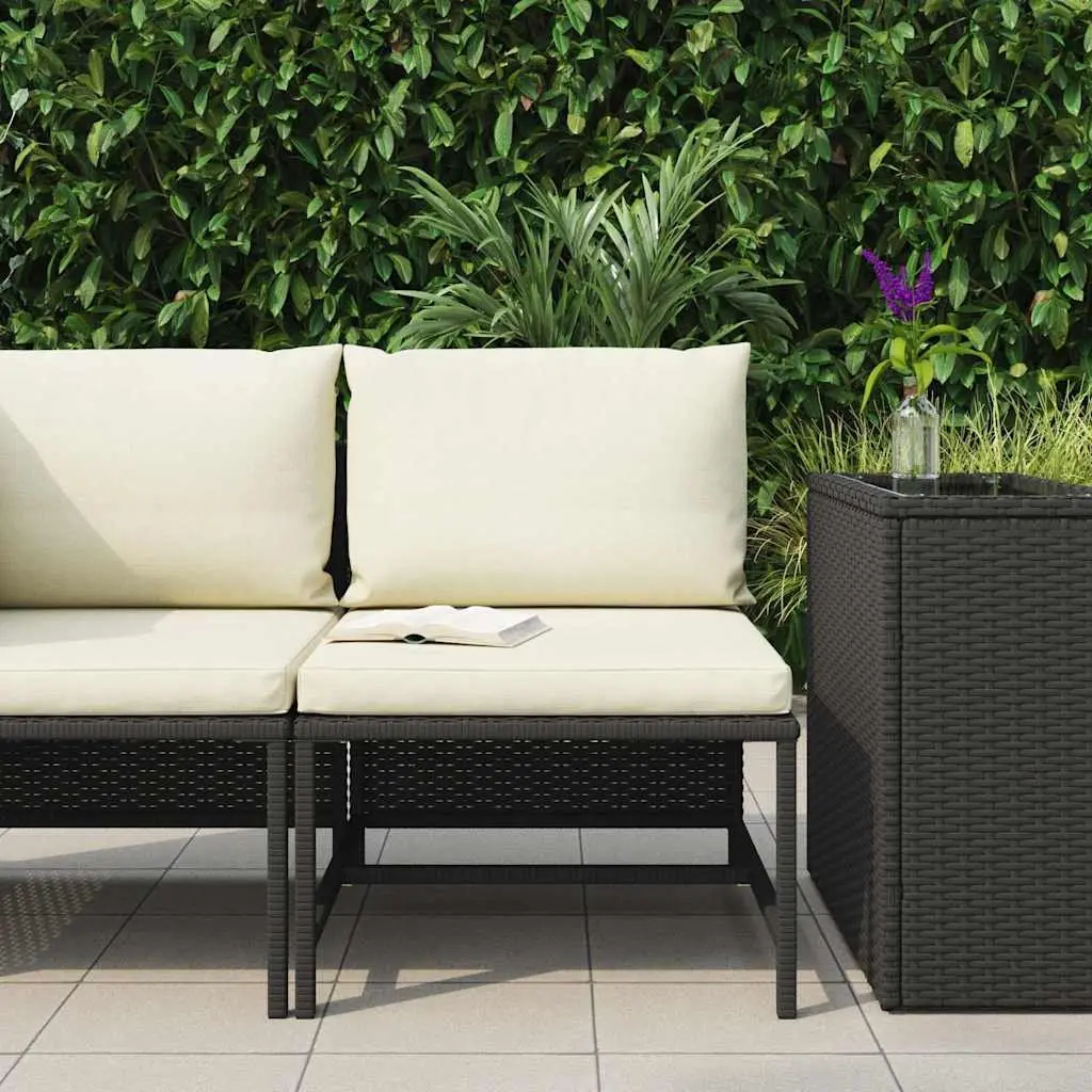 Outdoor Sectional Middle Sofa Black PE Rattan Modular Garden Lounge Seat
