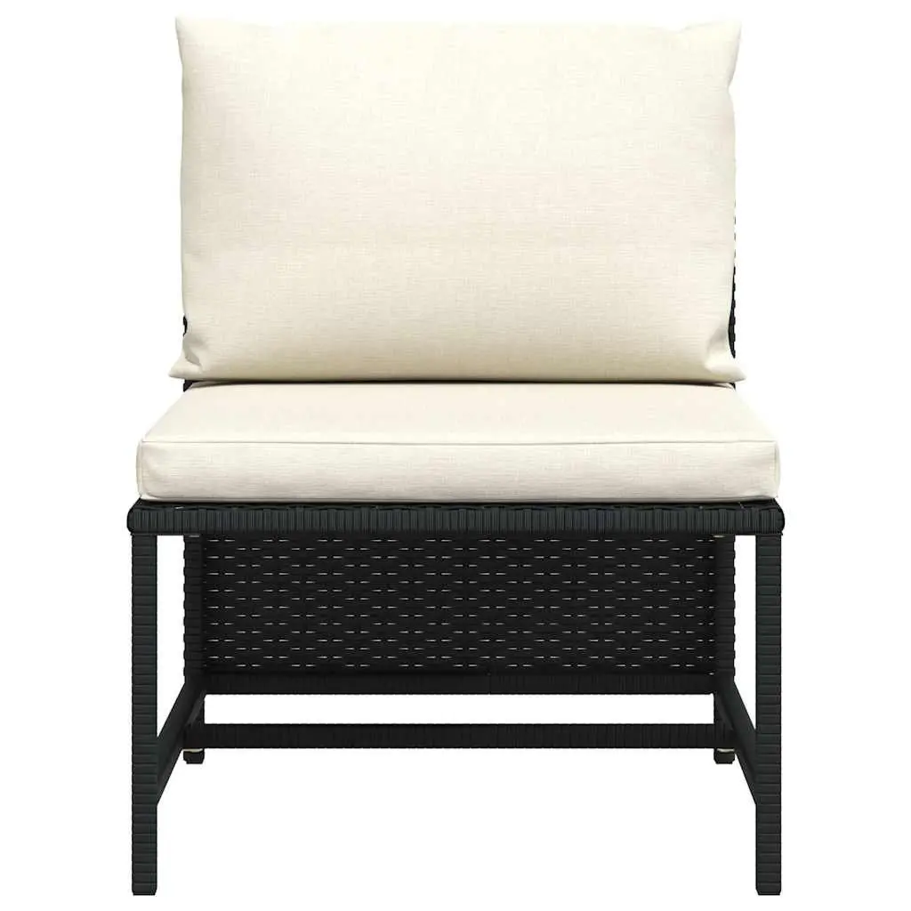 Outdoor Sectional Middle Sofa Black PE Rattan Modular Garden Lounge Seat