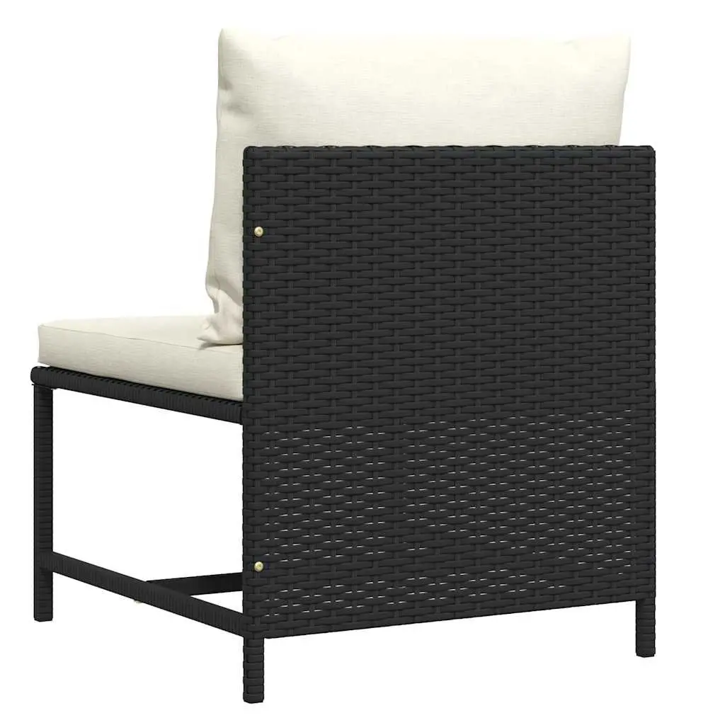 Outdoor Sectional Middle Sofa Black PE Rattan Modular Garden Lounge Seat