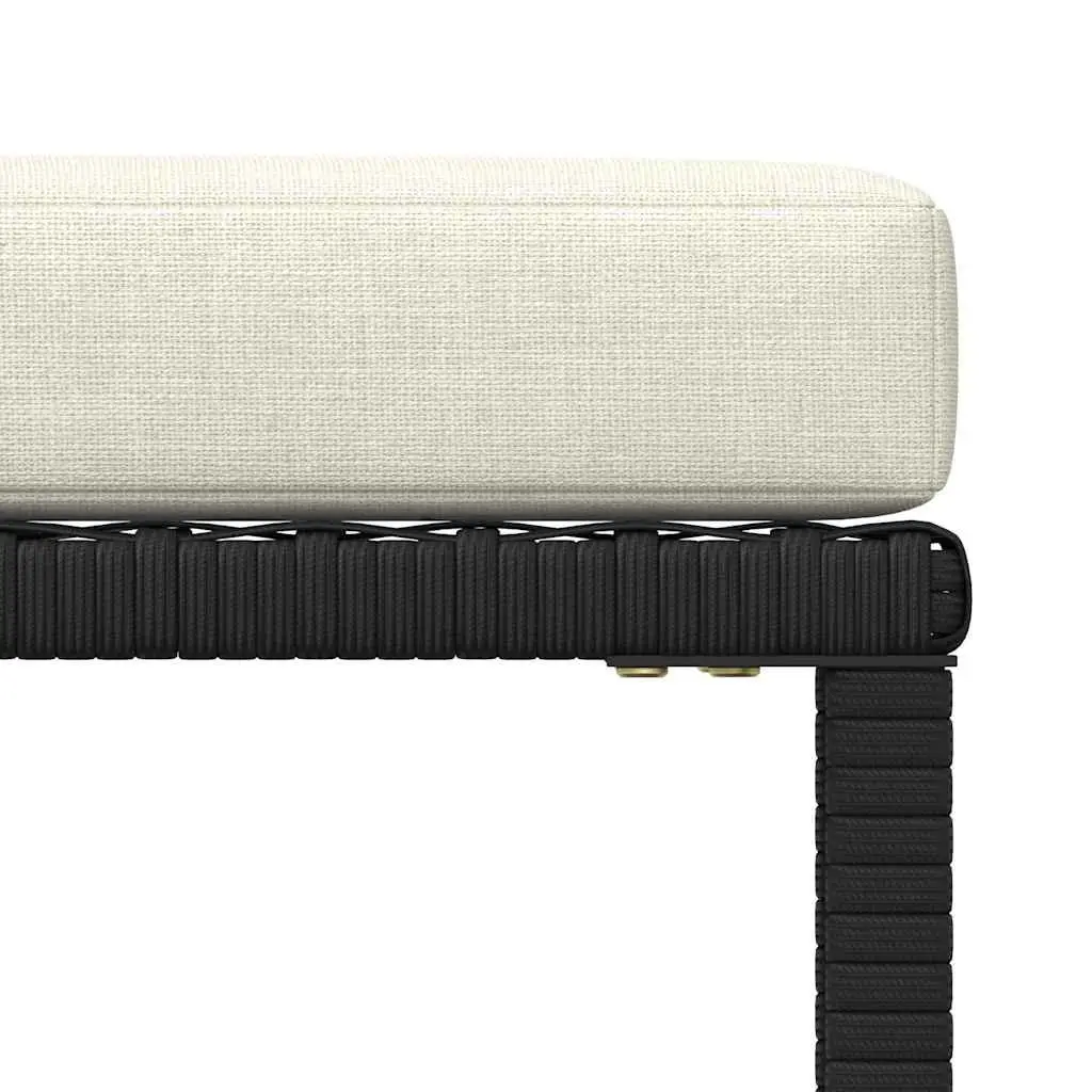 Outdoor Footrest Ottoman Black PE Rattan with Cushion