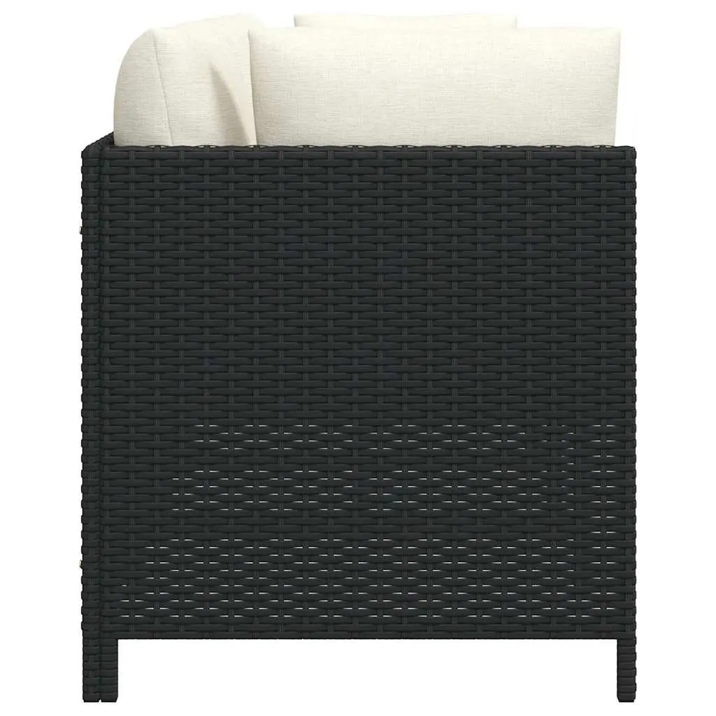 Outdoor Patio Lounge Sofa Black PE Rattan Sectional with Cushions 2 Seater