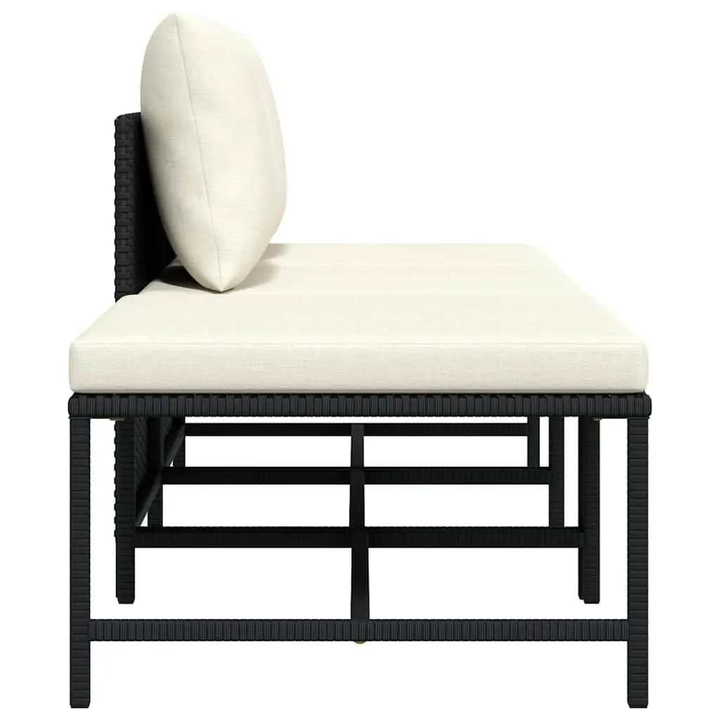 Outdoor Sectional Sofa Set 3 Piece Garden Lounge Black Rattan Cushions Patio