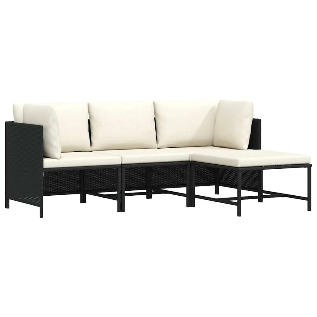 4-Piece Black Sectional Sofa Set for Outdoor Areas