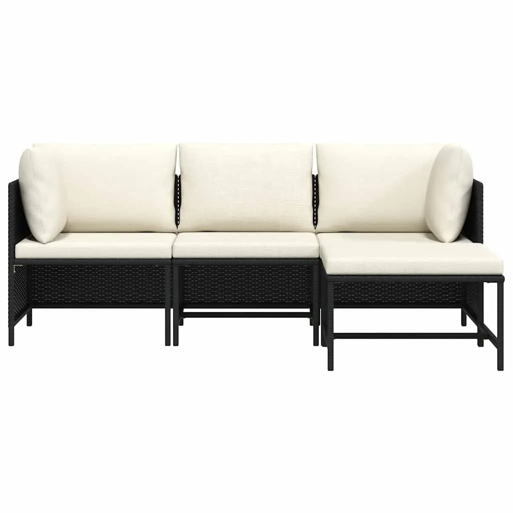 4-Piece Black Sectional Sofa Set for Outdoor Areas