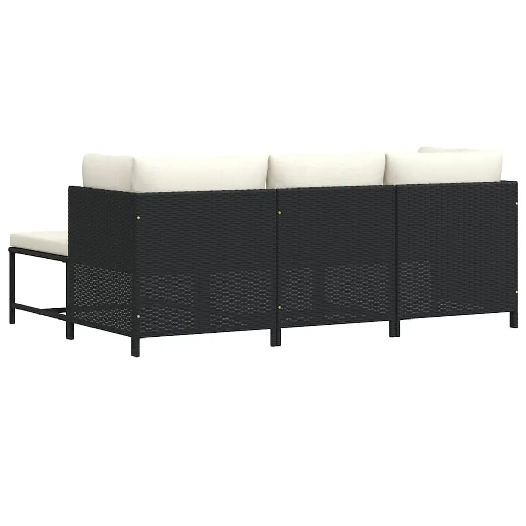 4-Piece Black Sectional Sofa Set for Outdoor Areas