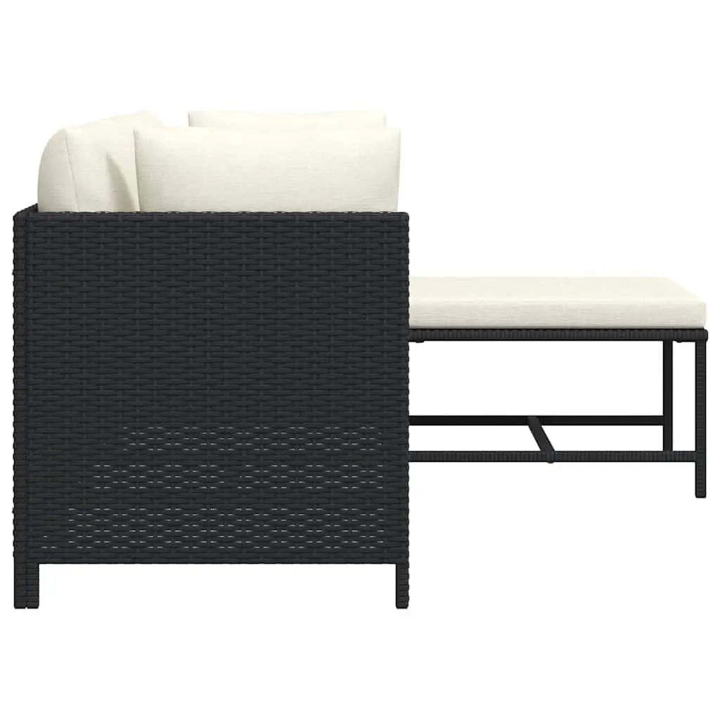 4-Piece Black Sectional Sofa Set for Outdoor Areas