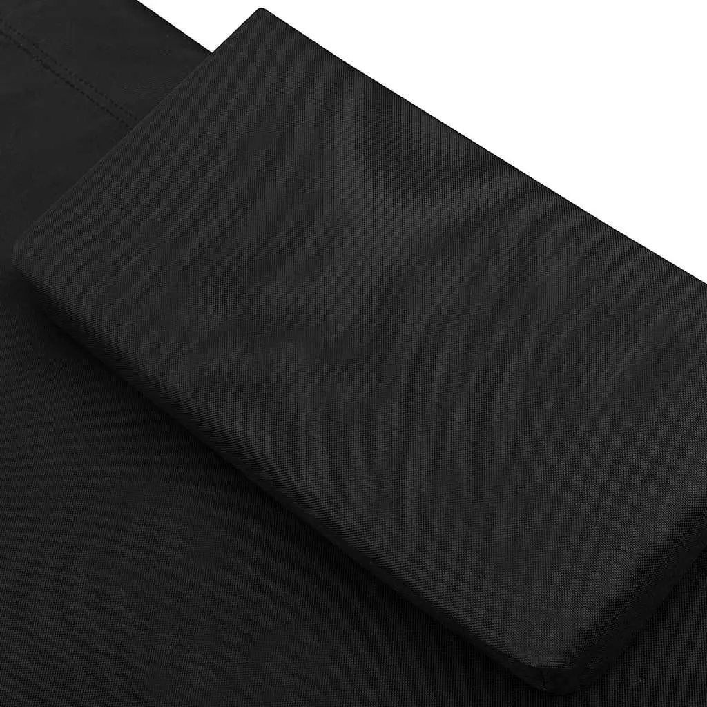 Outdoor Lounge Bed Weather-Resistant Oxford Fabric Double Canopy Black
