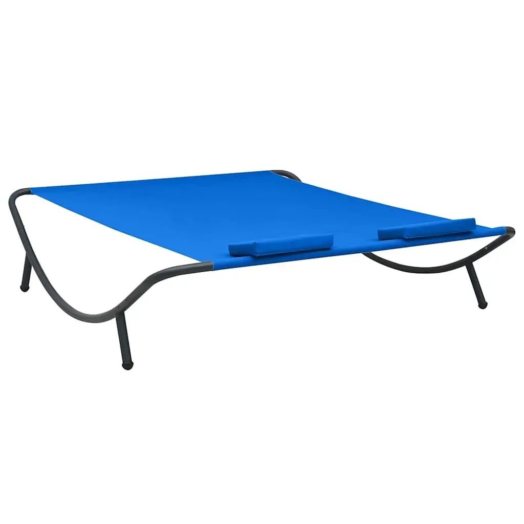 Outdoor Lounge Bed Oxford Fabric Blue Garden Patio Sun Bed with Pillows