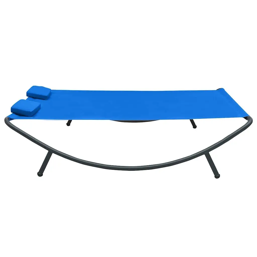 Outdoor Lounge Bed Oxford Fabric Blue Garden Patio Sun Bed with Pillows