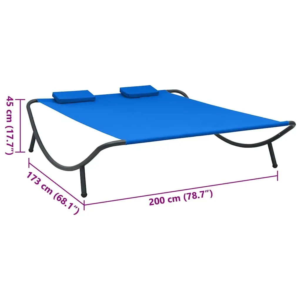 Outdoor Lounge Bed Oxford Fabric Blue Garden Patio Sun Bed with Pillows