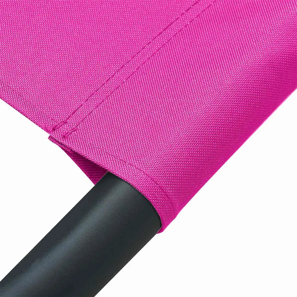 Outdoor Lounge Bed with Powder-coated Steel Frame Weather-resistant Oxford Fabric Pink and Two Padded Pillows for Patio Relaxation