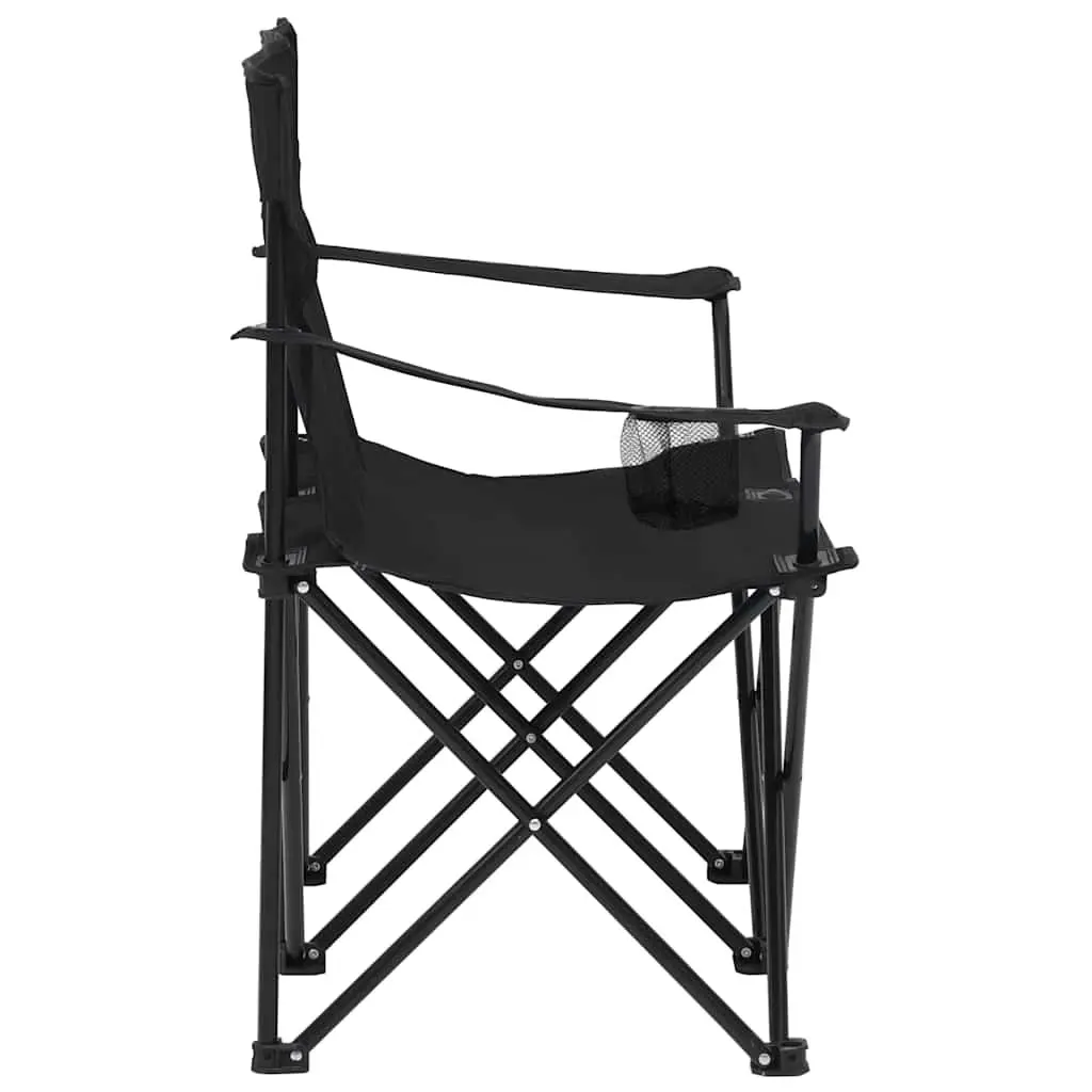 2-Seater Foldable Camping Chair Steel Frame Water-Repellent Oxford Fabric Black
