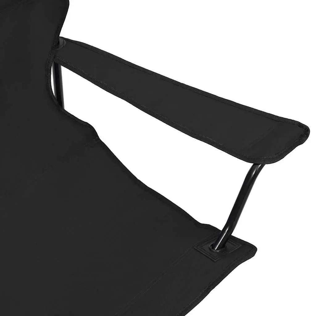 2-Seater Foldable Camping Chair Steel Frame Water-Repellent Oxford Fabric Black