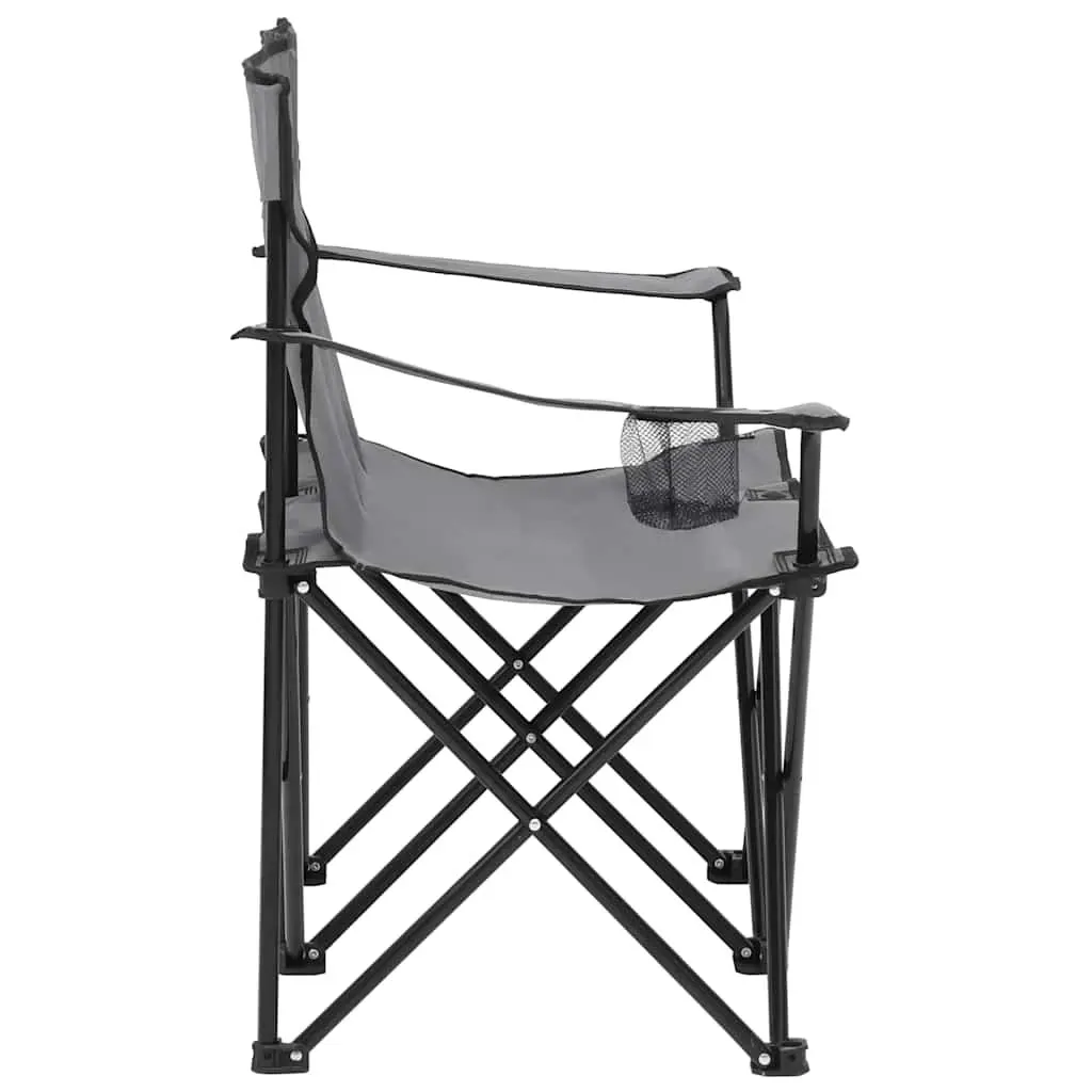 2-Seater Camping Chair Steel Frame Grey Oxford Fabric Portable Outdoor Furniture