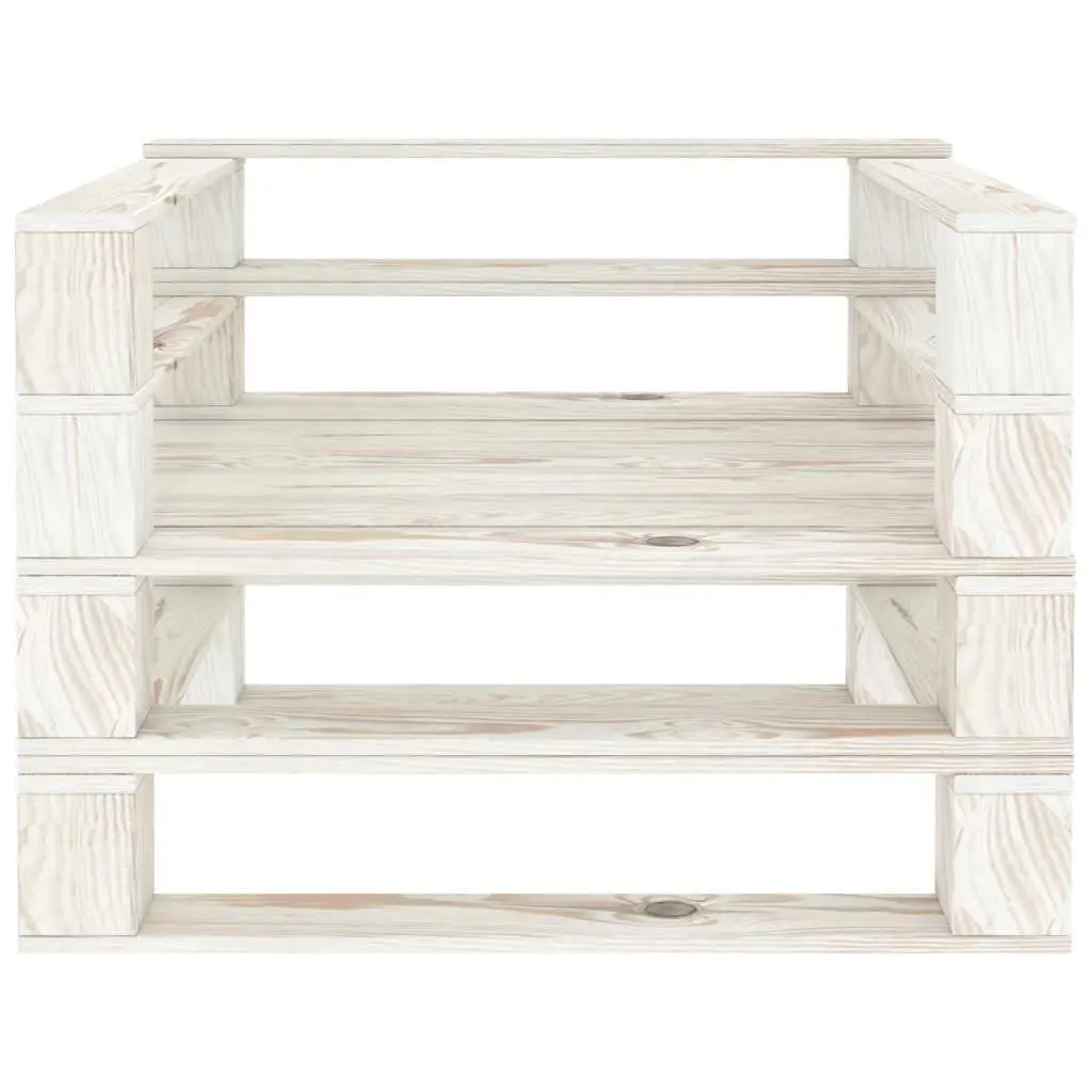 Garden Armchair Pinewood White Rustic Outdoor Patio Sofa Chair
