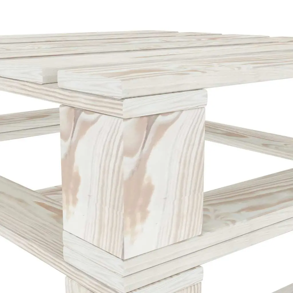 Pallet Table White Pinewood Outdoor Furniture for Garden Bench Seating and Lounging