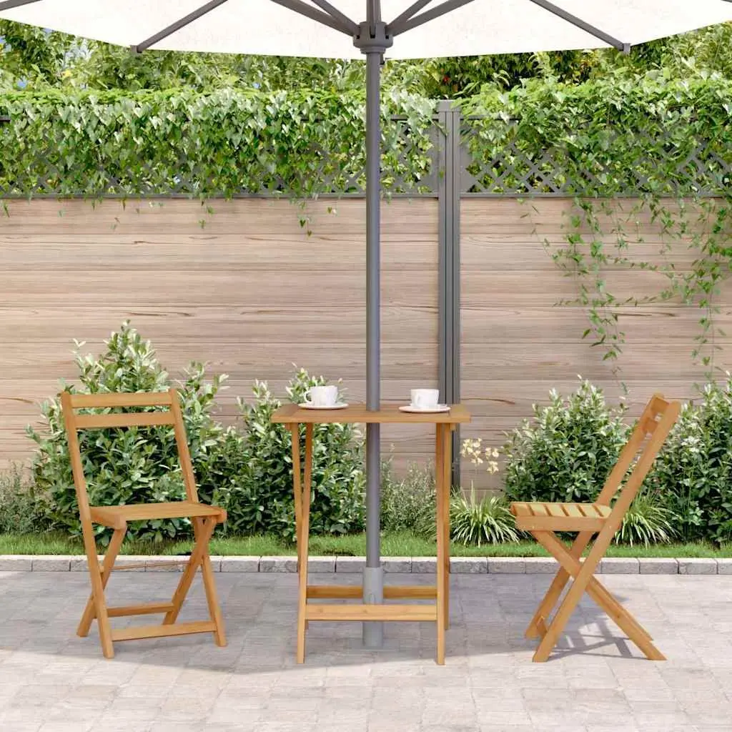 Acacia Wood Folding Table 60x60x75 cm Brown Outdoor Patio Dining Furniture Weather Resistant Easy Clean