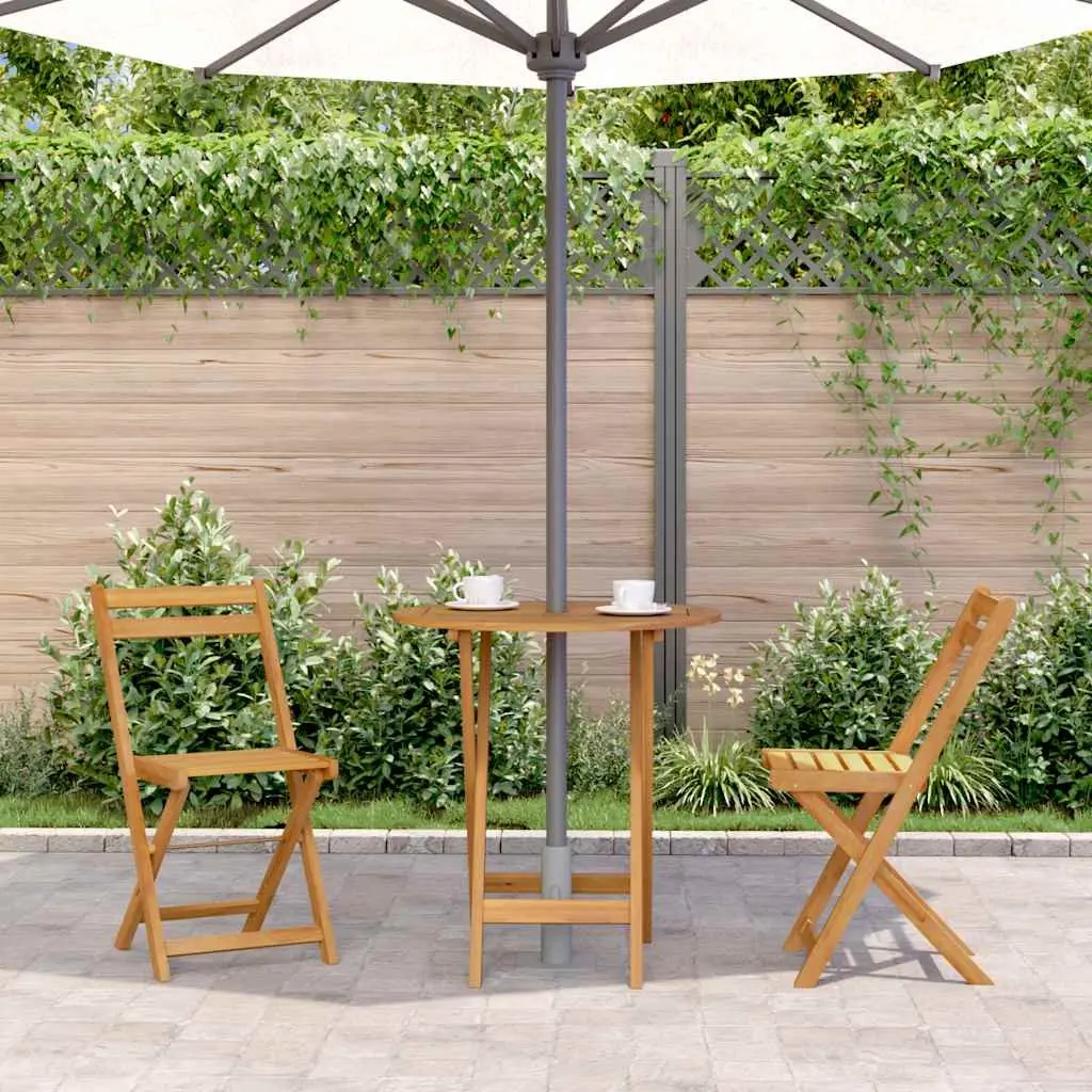 Folding Garden Table Solid Acacia Wood 70cm Brown Slatted