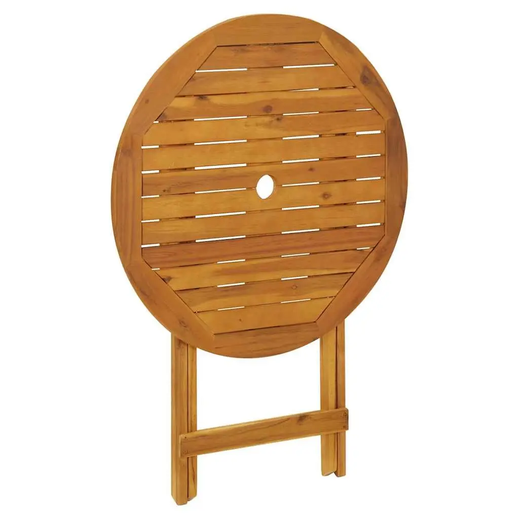 Folding Garden Table Solid Acacia Wood 70cm Brown Slatted