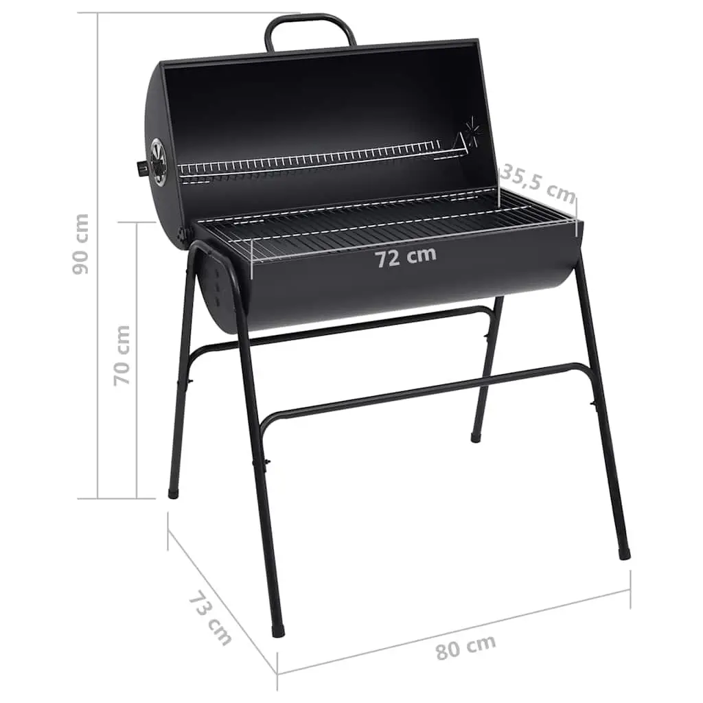 Barrel Grill Charcoal Outdoor Heavy-Duty Steel 80 x 95 x 90 cm Black